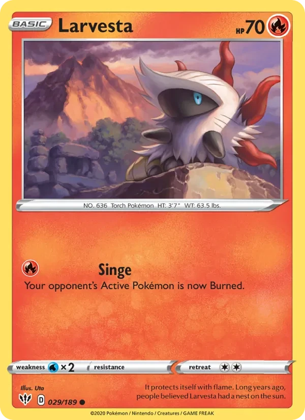 Larvesta 29/189 Darkness Ablaze Pokémon card