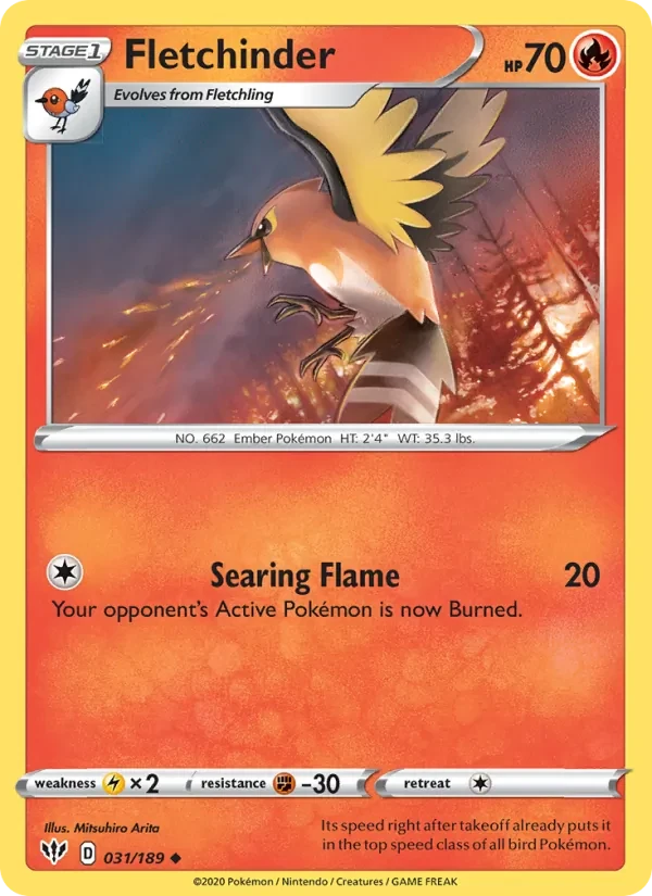 Fletchinder 31/189 Darkness Ablaze Pokémon Karte