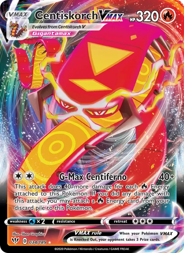 Centiskorch VMAX 34/189 Darkness Ablaze Pokémon card