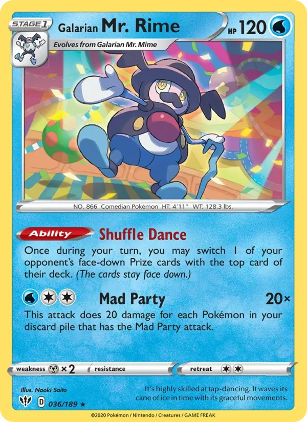 Galarian Mr. Rime 36/189 Darkness Ablaze Pokémon card