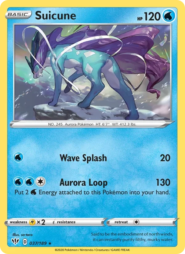 Suicune 37/189 Darkness Ablaze Pokémon card