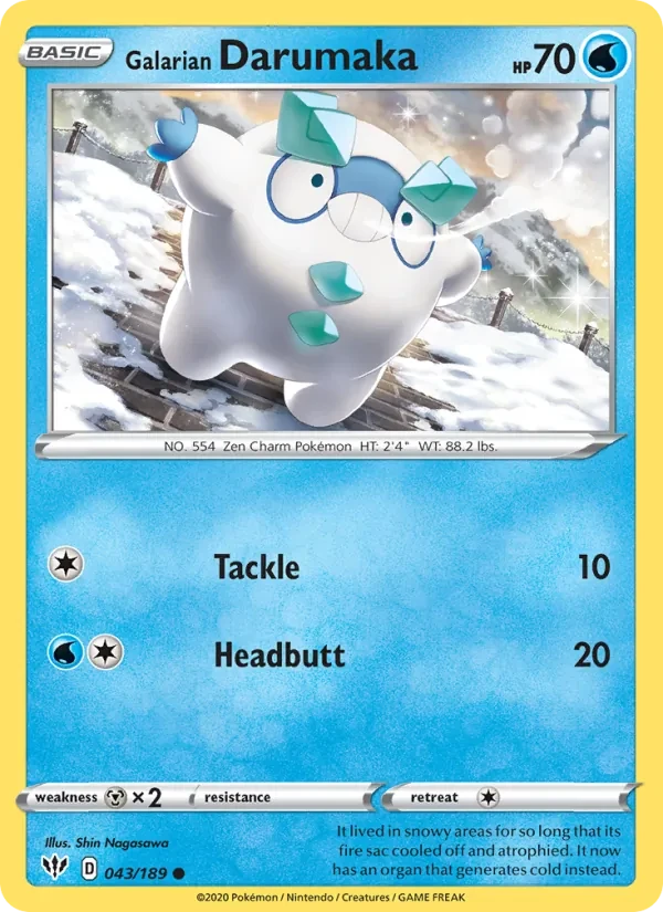 Galarian Darumaka 43/189 Darkness Ablaze Pokémon card