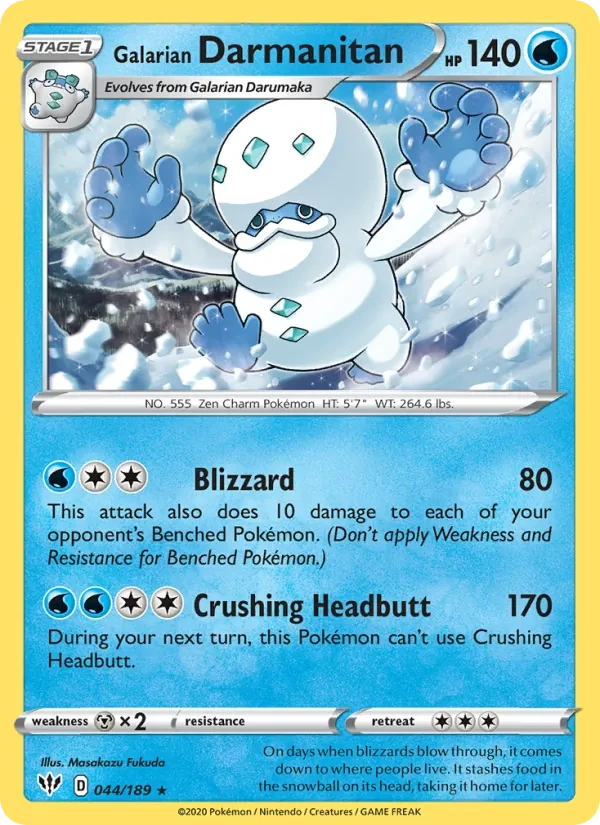 Galarian Darmanitan 44/189 Darkness Ablaze Pokémon card