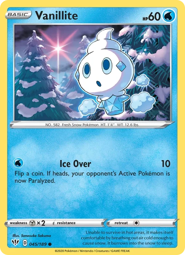 Vanillite 45/189 Darkness Ablaze Pokémon kaart