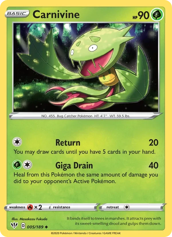 Carnivine 5/189 Darkness Ablaze Pokémon card