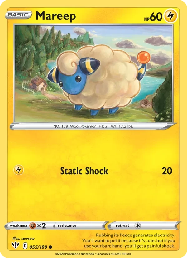 Carta Pokémon Mareep 55/189 Darkness Ablaze