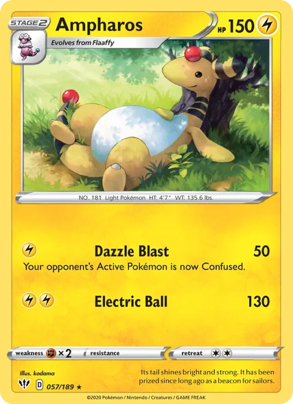 Ampharos 57/189 Darkness Ablaze Pokémon Karte