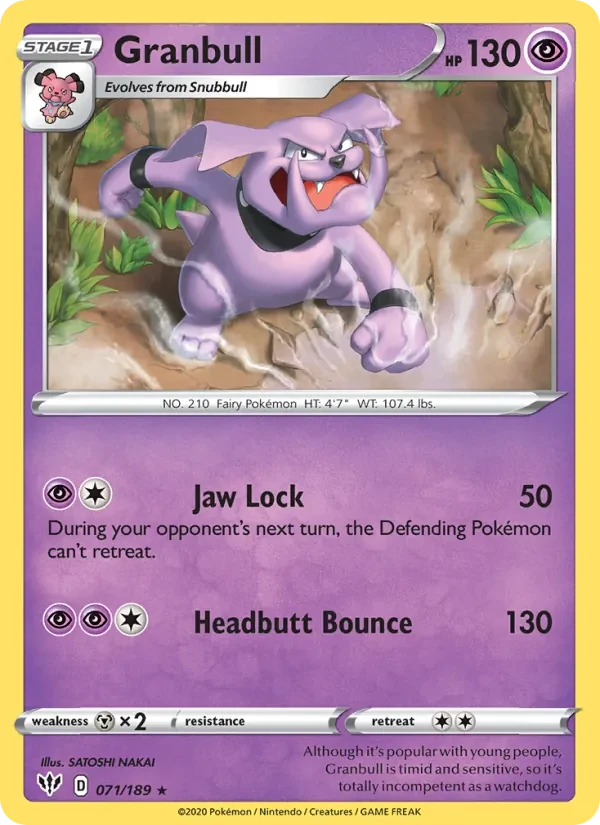 Granbull 71/189 Darkness Ablaze Pokémon card