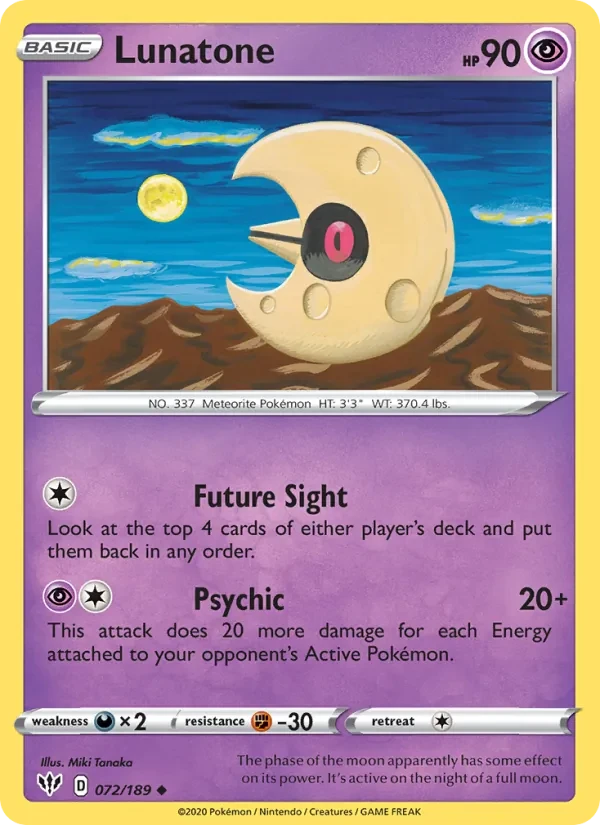 Lunatone 72/189 Darkness Ablaze Pokémon card