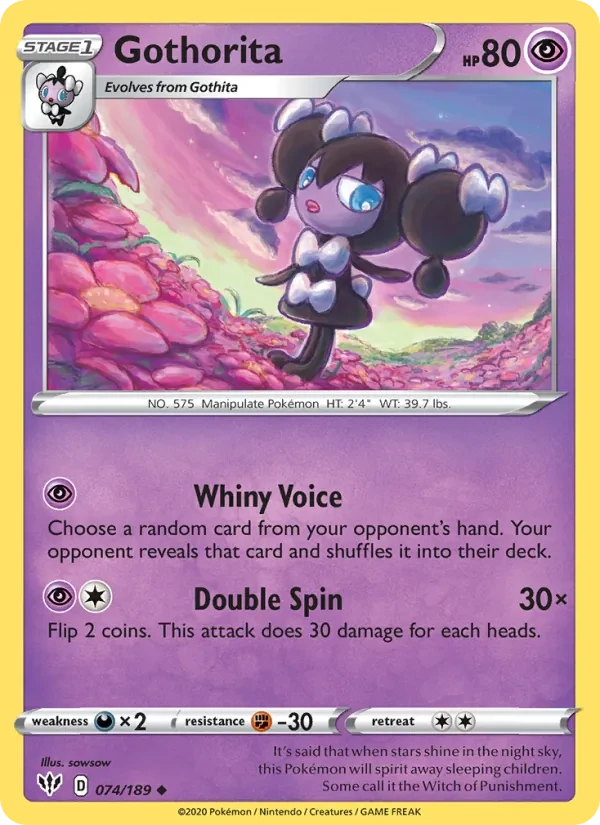 Gothorita 74/189 Darkness Ablaze Pokémon card