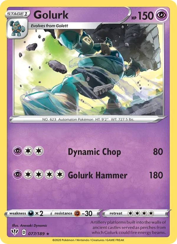 Golurk 77/189 Darkness Ablaze Pokémon card