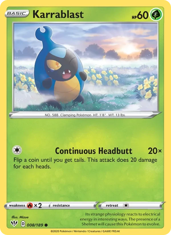 Karrablast 8/189 Darkness Ablaze Pokémon Karte