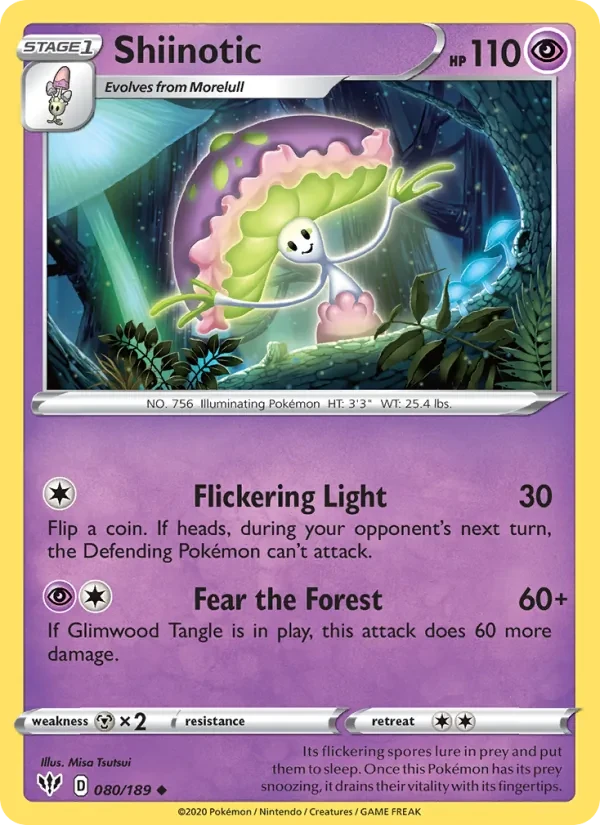 Shiinotic 80/189 Darkness Ablaze Pokémon Karte