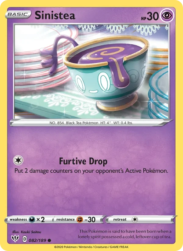 Sinistea 82/189 Darkness Ablaze Pokémon card