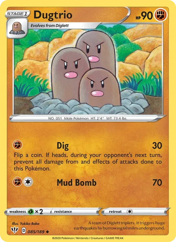 Dugtrio 85/189 Darkness Ablaze Pokémon Karte