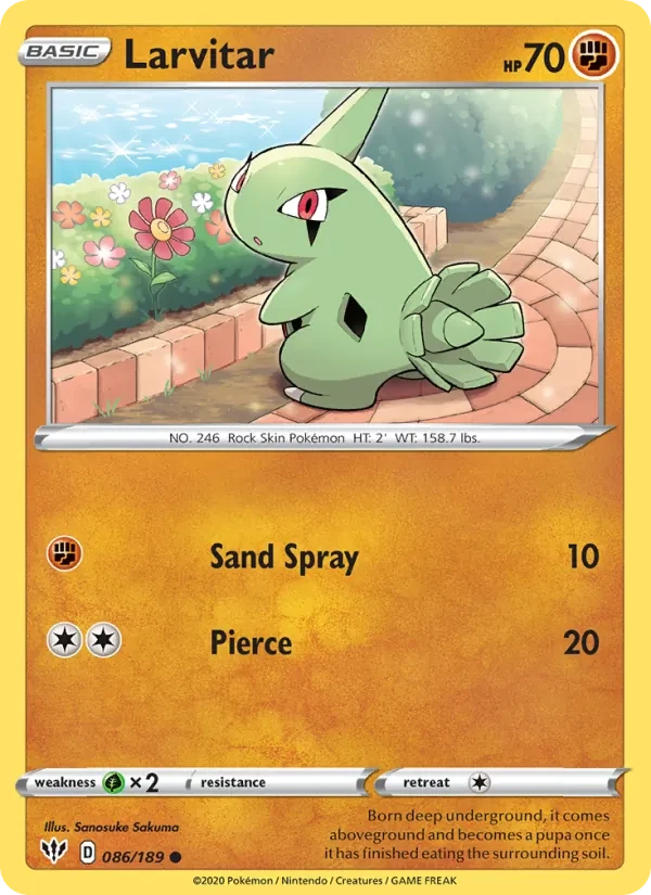 Larvitar 86/189 Darkness Ablaze Pokémon card