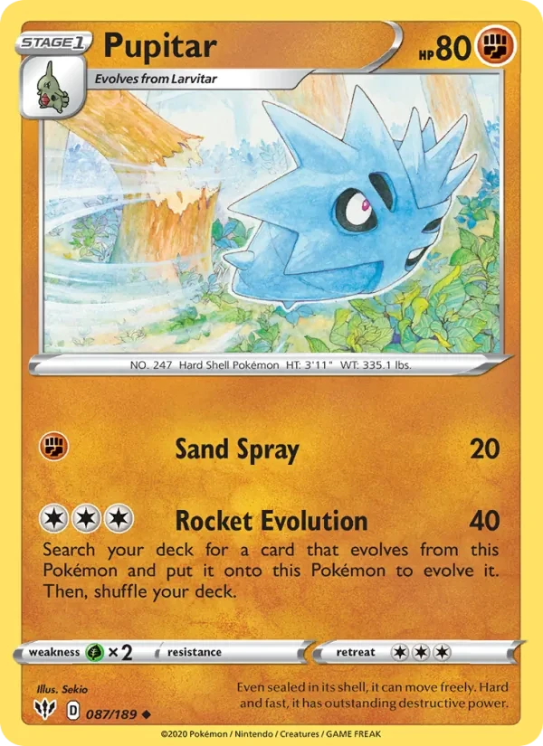 Pupitar 87/189 Darkness Ablaze Pokémon card