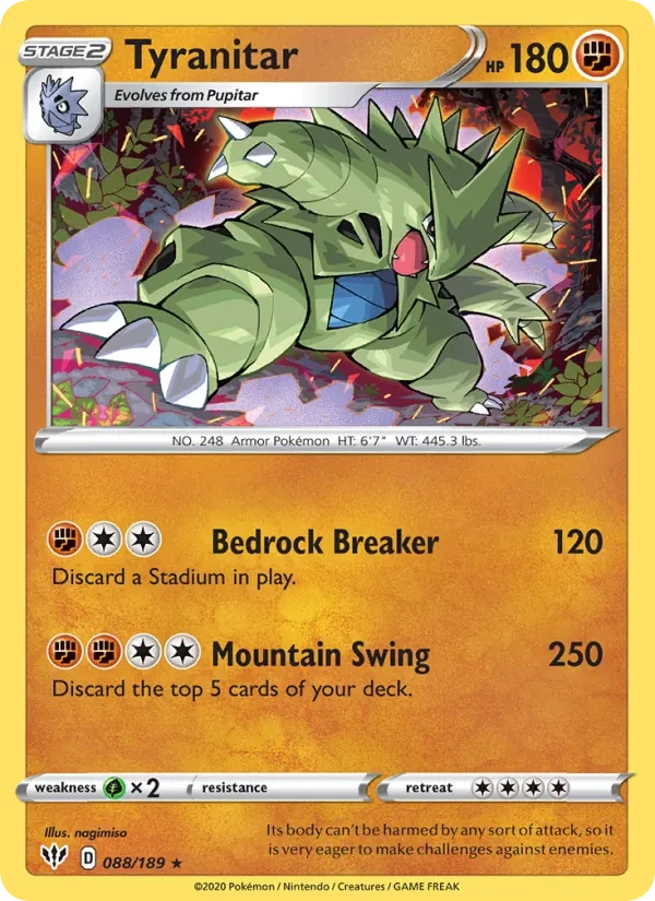 Tyranitar 88/189 Darkness Ablaze Pokémon card