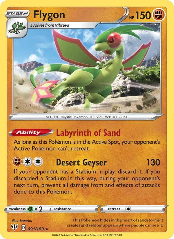 Flygon 91/189 Darkness Ablaze Pokémon card