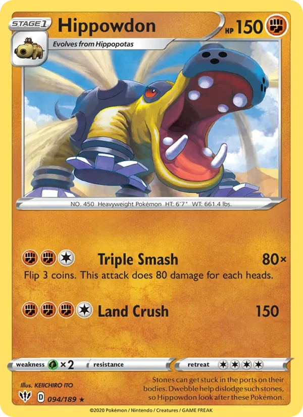 Hippowdon 94/189 Darkness Ablaze Pokémon card