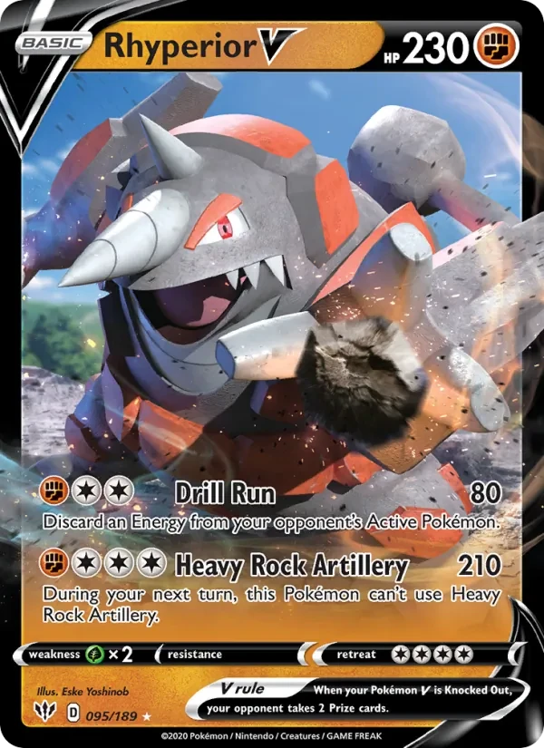 Rhyperior V 95/189 Darkness Ablaze Pokémon card