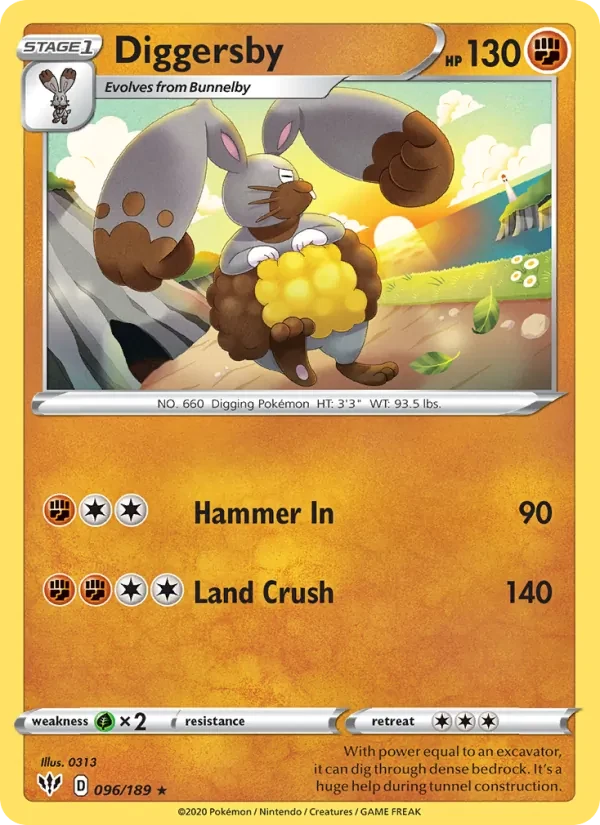Carta Pokémon Diggersby 96/189 Darkness Ablaze