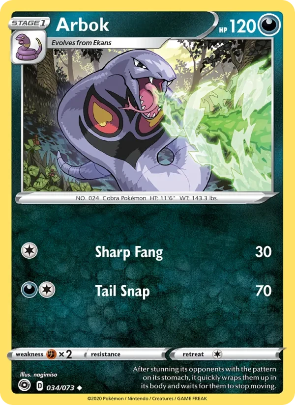 Arbok 34/73 Champion's Path Pokémon card