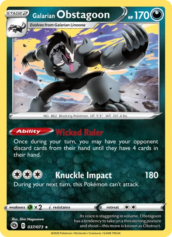 Galarian Obstagoon 37/73 Champion's Path Pokémon card