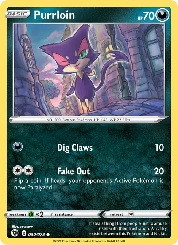 Purrloin 39/73 Champion's Path Pokémon card