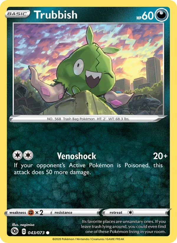 Trubbish 43/73 Champion's Path Pokémon card