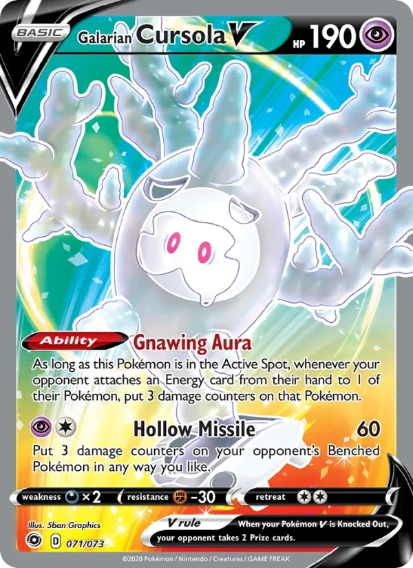 Galarian Cursola V 71/73 Champion's Path Pokémon Karte