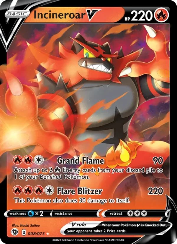 Incineroar V 8/73 Champion's Path Pokémon card