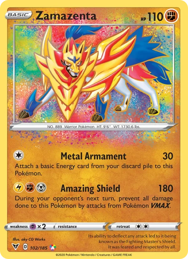 Zamazenta 102/185 Vivid Voltage Pokémon card
