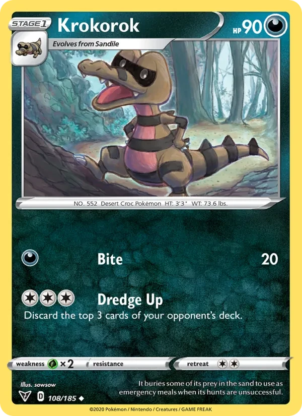 Krokorok 108/185 Vivid Voltage Pokémon card
