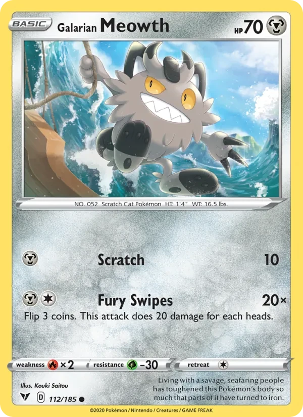 Galarian Meowth 112/185 Vivid Voltage Pokémon card