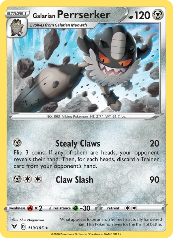 Galarian Perrserker 113/185 Vivid Voltage Pokémon card