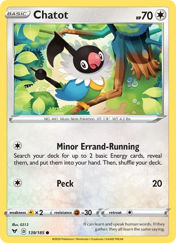 Chatot 139/185 Vivid Voltage Pokémon card