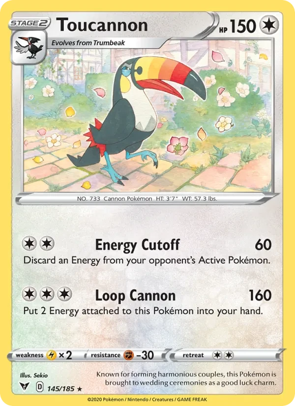 Toucannon 145/185 Vivid Voltage Pokémon card
