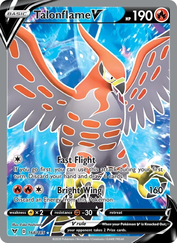 Talonflame V 168/185 Vivid Voltage Pokémon card