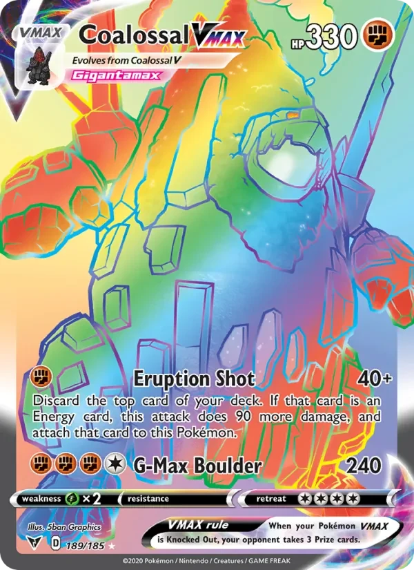 Coalossal VMAX 189/185 Vivid Voltage Pokémon card