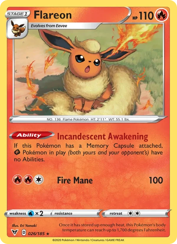 Flareon 26/185 Vivid Voltage Pokémon card