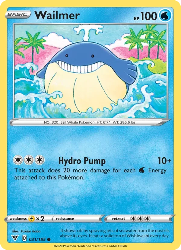 Wailmer 31/185 Vivid Voltage Pokémon card