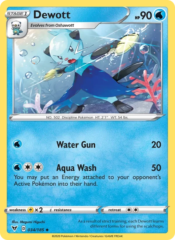 Dewott 34/185 Vivid Voltage Pokémon card