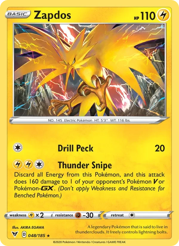 Zapdos 48/185 Vivid Voltage Pokémon card