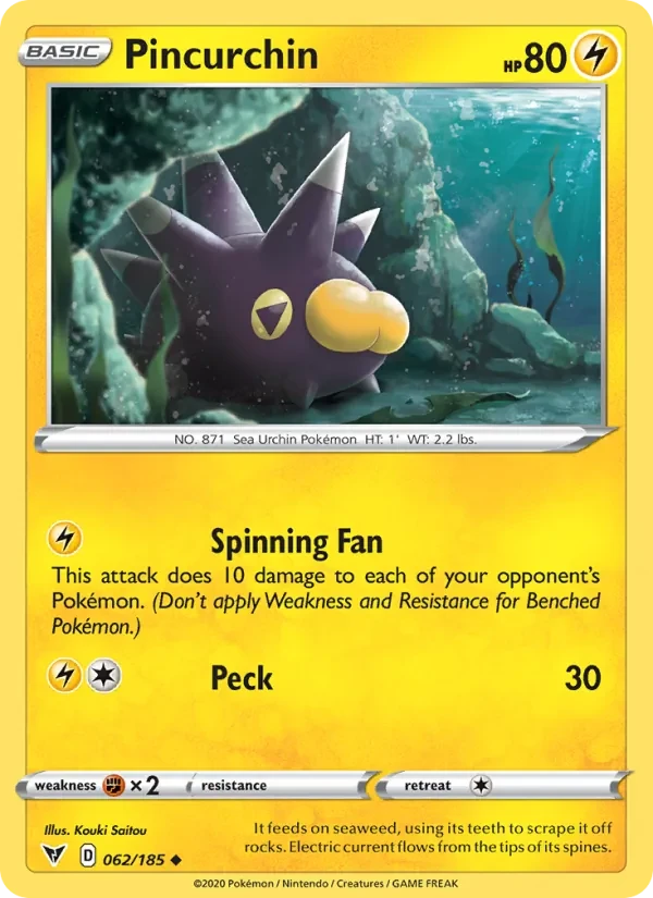 Pincurchin 62/185 Vivid Voltage Pokémon card