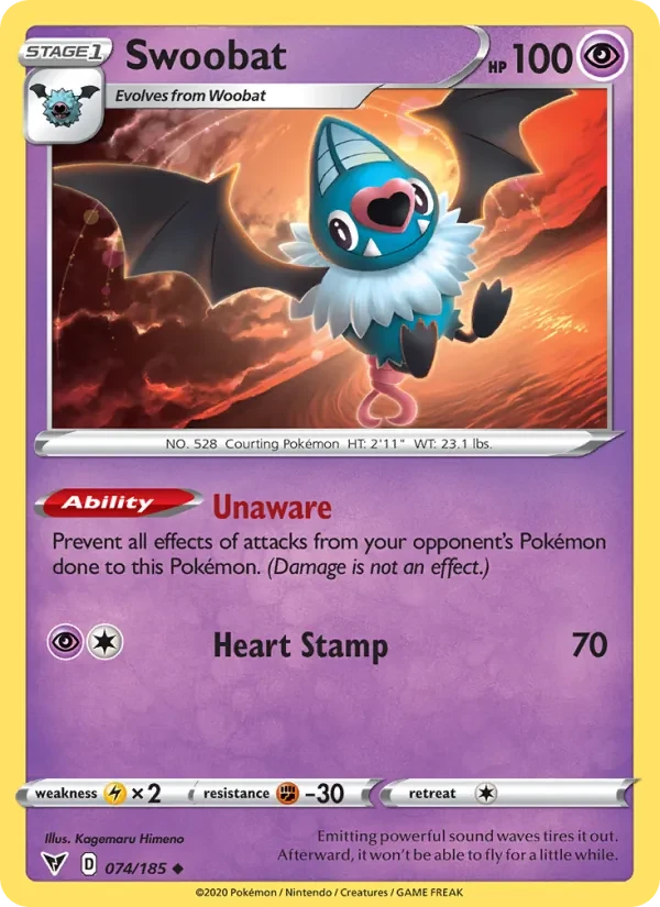 Swoobat 74/185 Vivid Voltage Pokémon card