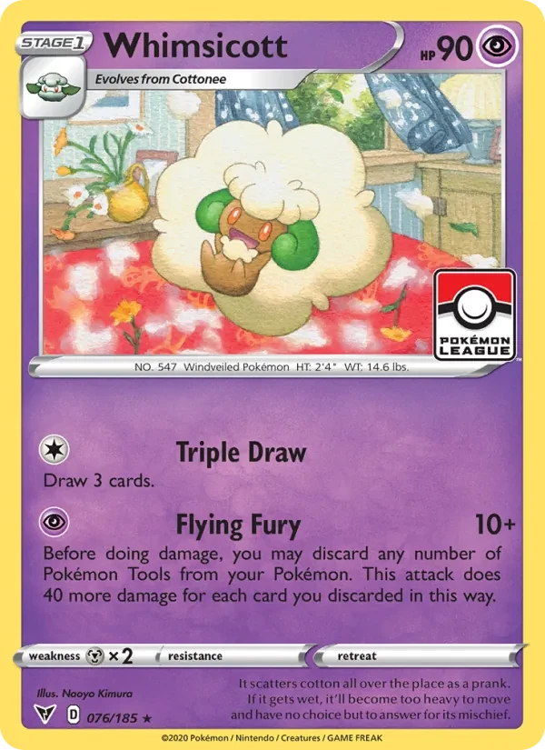 Whimsicott 76/185 Vivid Voltage Pokémon card