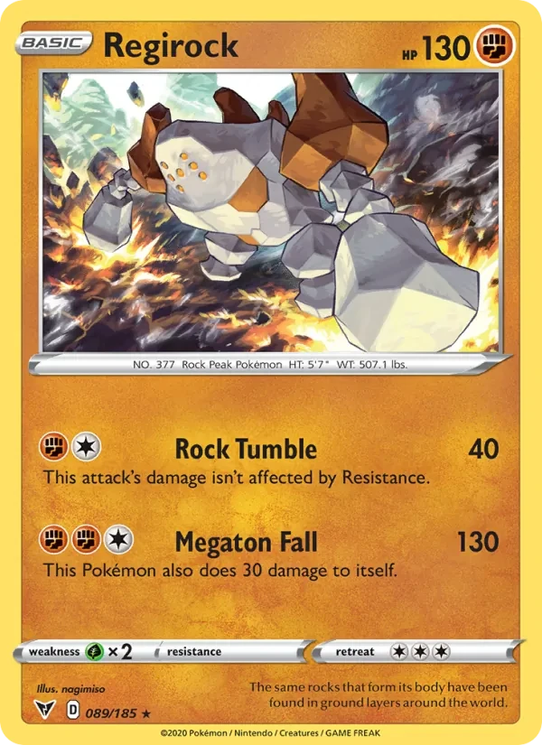 Regirock 89/185 Vivid Voltage Pokémon card