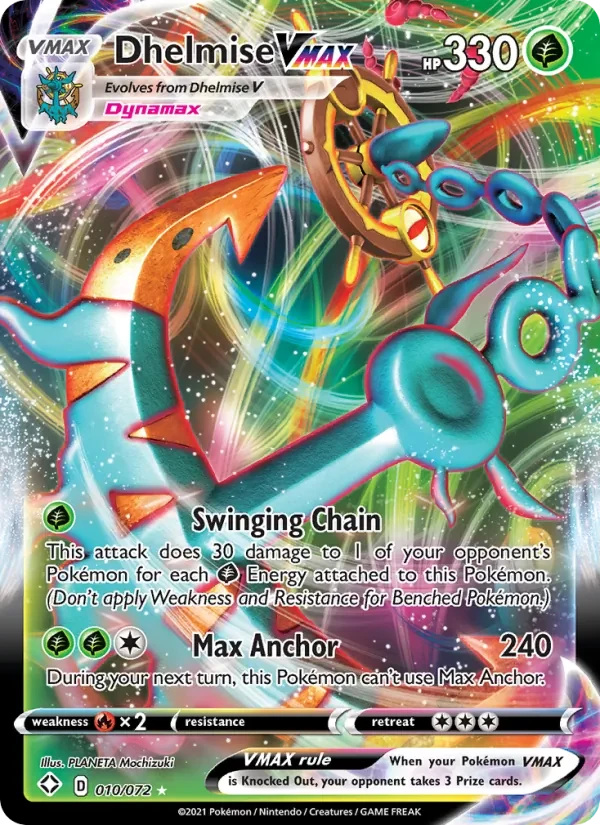Dhelmise VMAX 10/72 Shining Fates Pokémon card