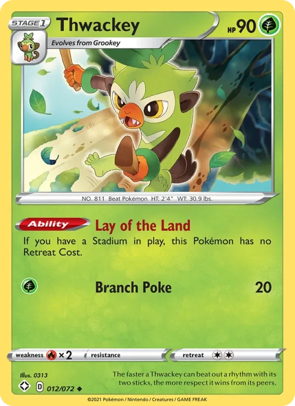 Thwackey 12/72 Shining Fates Pokémon card